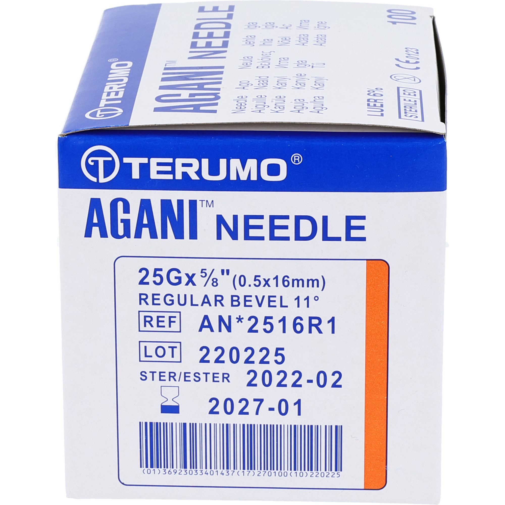Terumo Agani Aiguille jetable orange