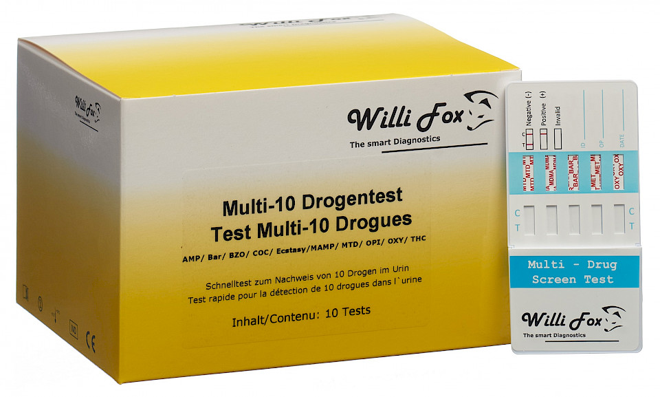 WILLI FOX Multi-10 Drogentest nachweisbare Drogen im Urin WILLI FOX Multi-10 Drogentest nachweisbare Drogen im Urin
