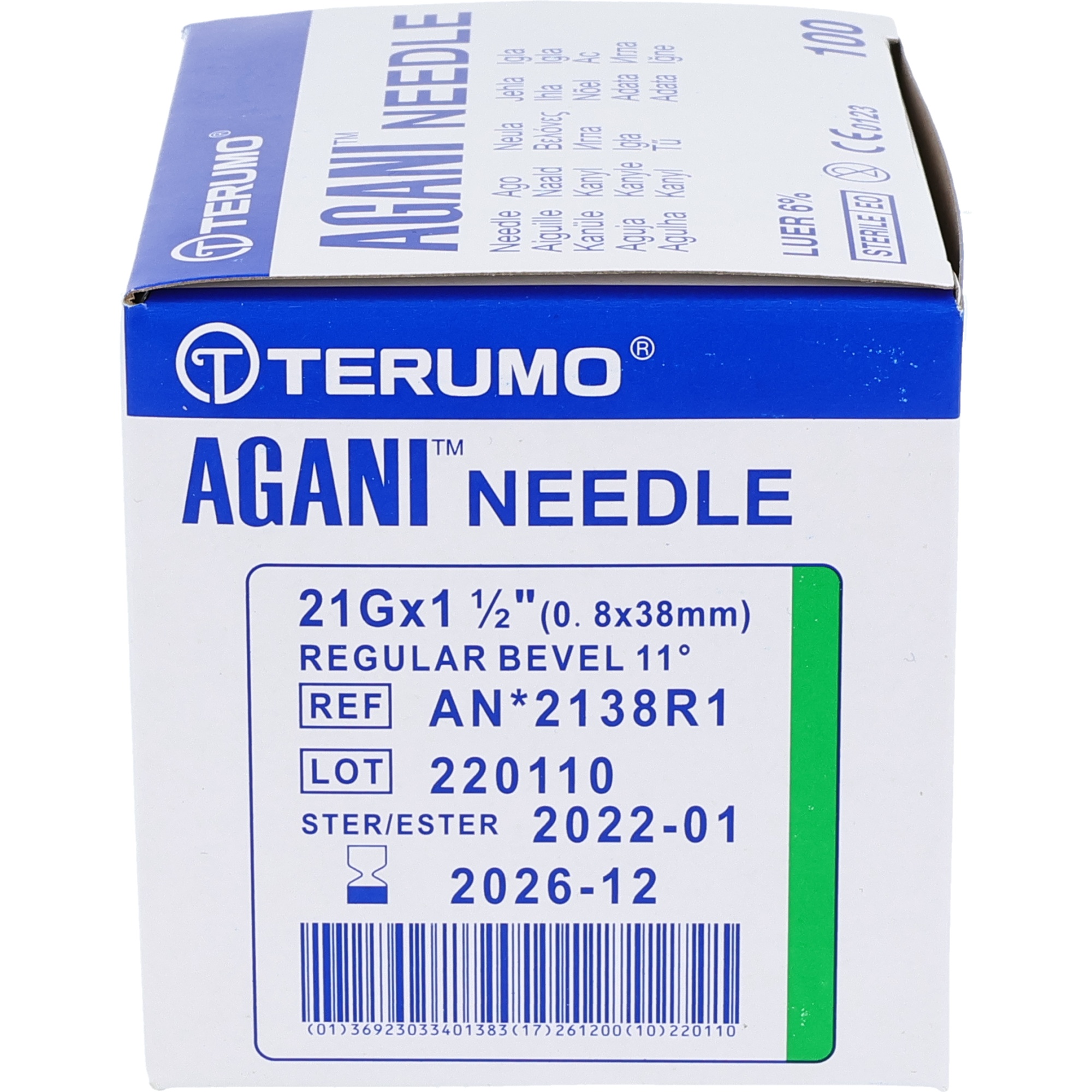 Terumo Agani Aiguille jetable verte