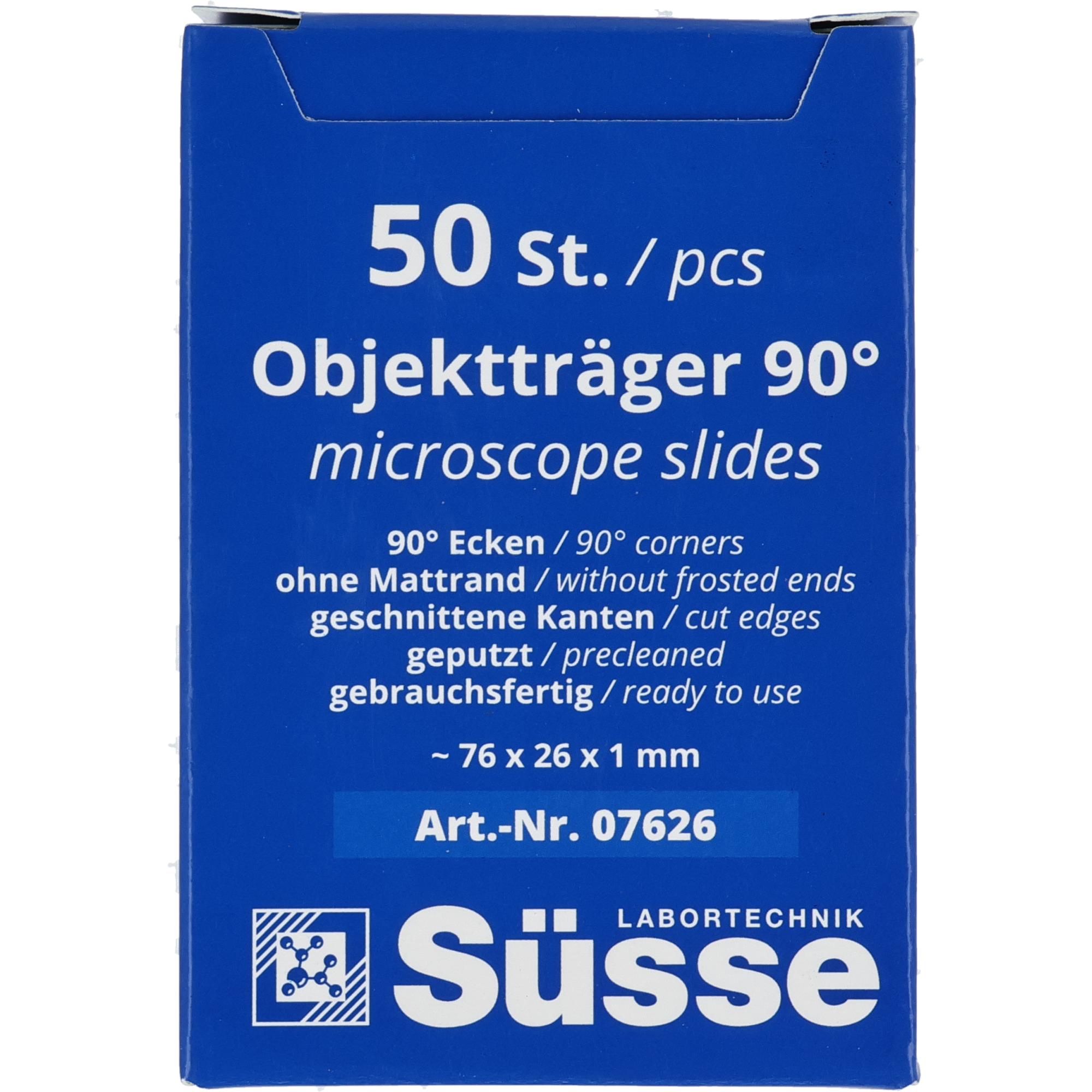 Objektträger ohne Mattrand, farblos Süsse