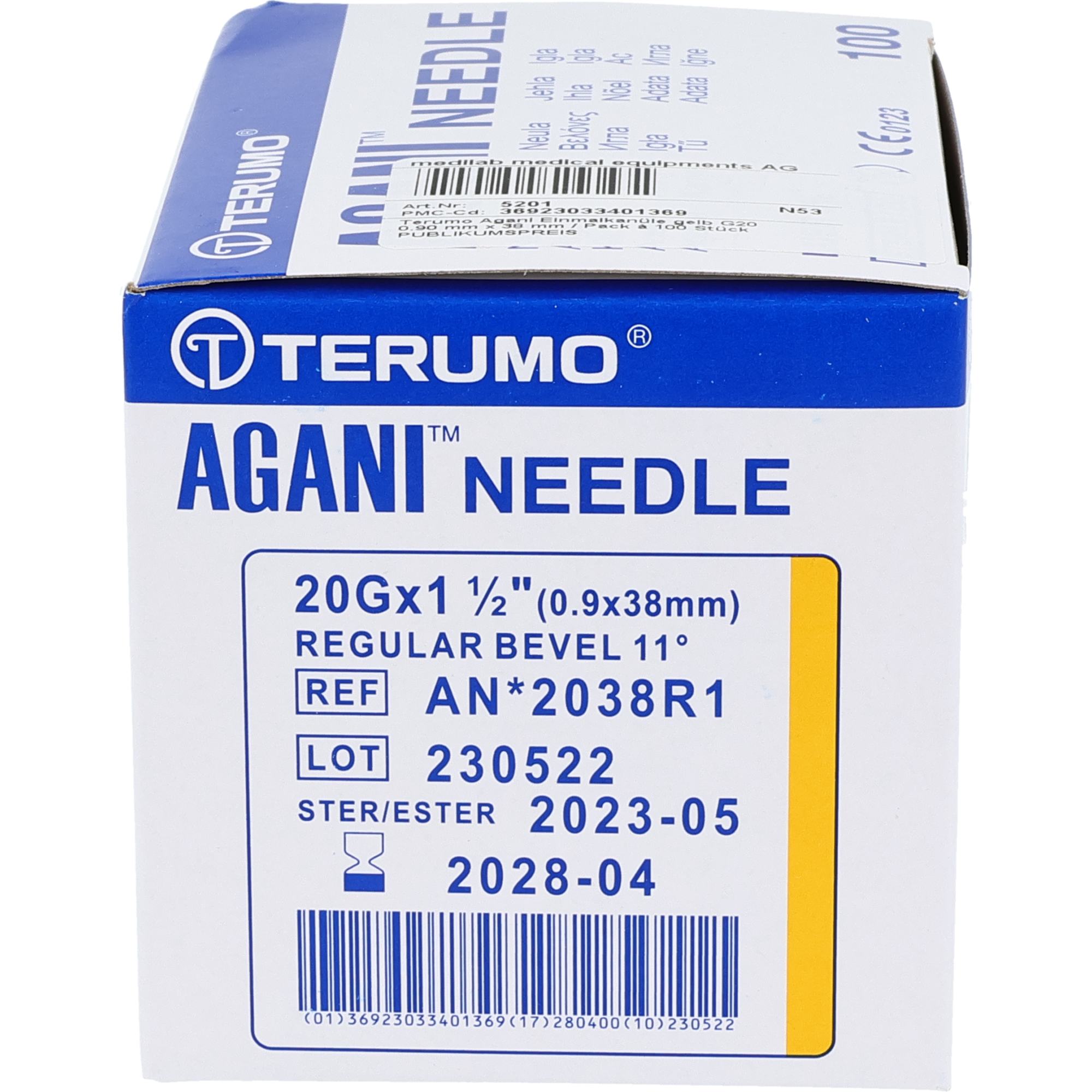 Terumo Agani Aiguille jetable jaune