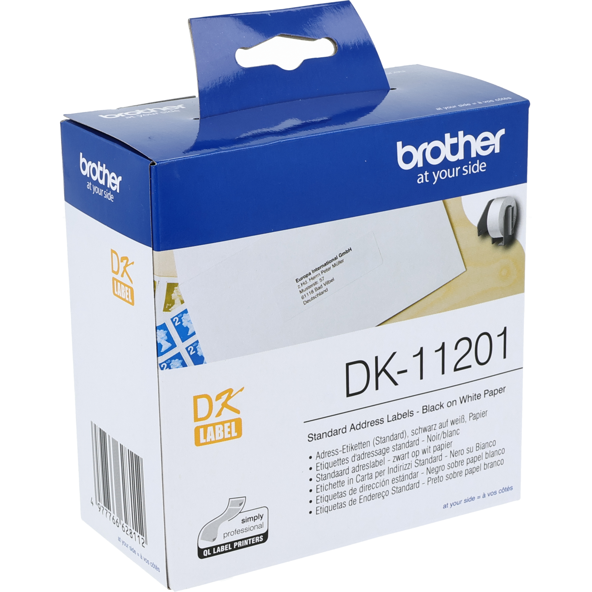 Brother Adressetikettenrolle schwarz auf weiss