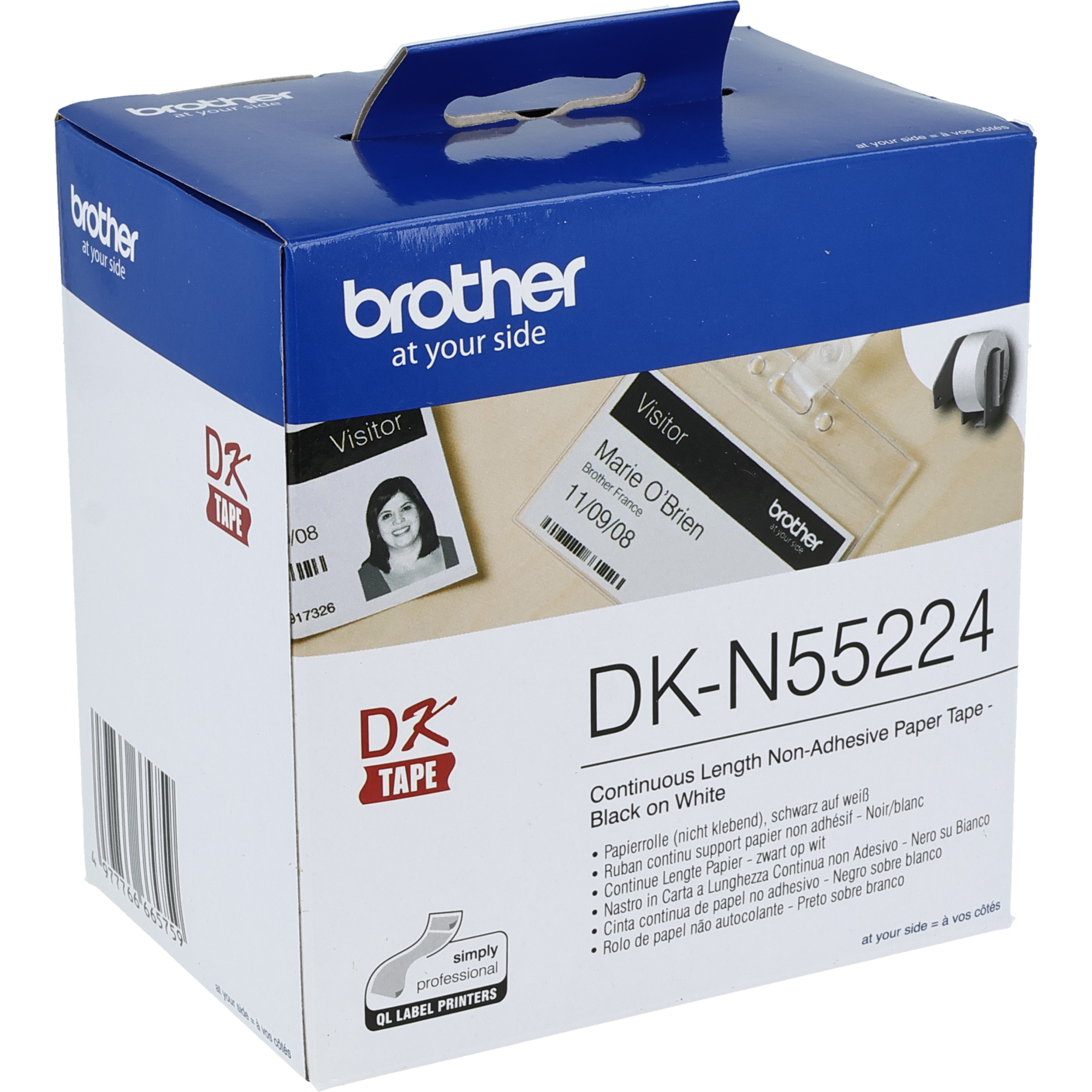 Brother Etiquettes en continu noir sur blanc