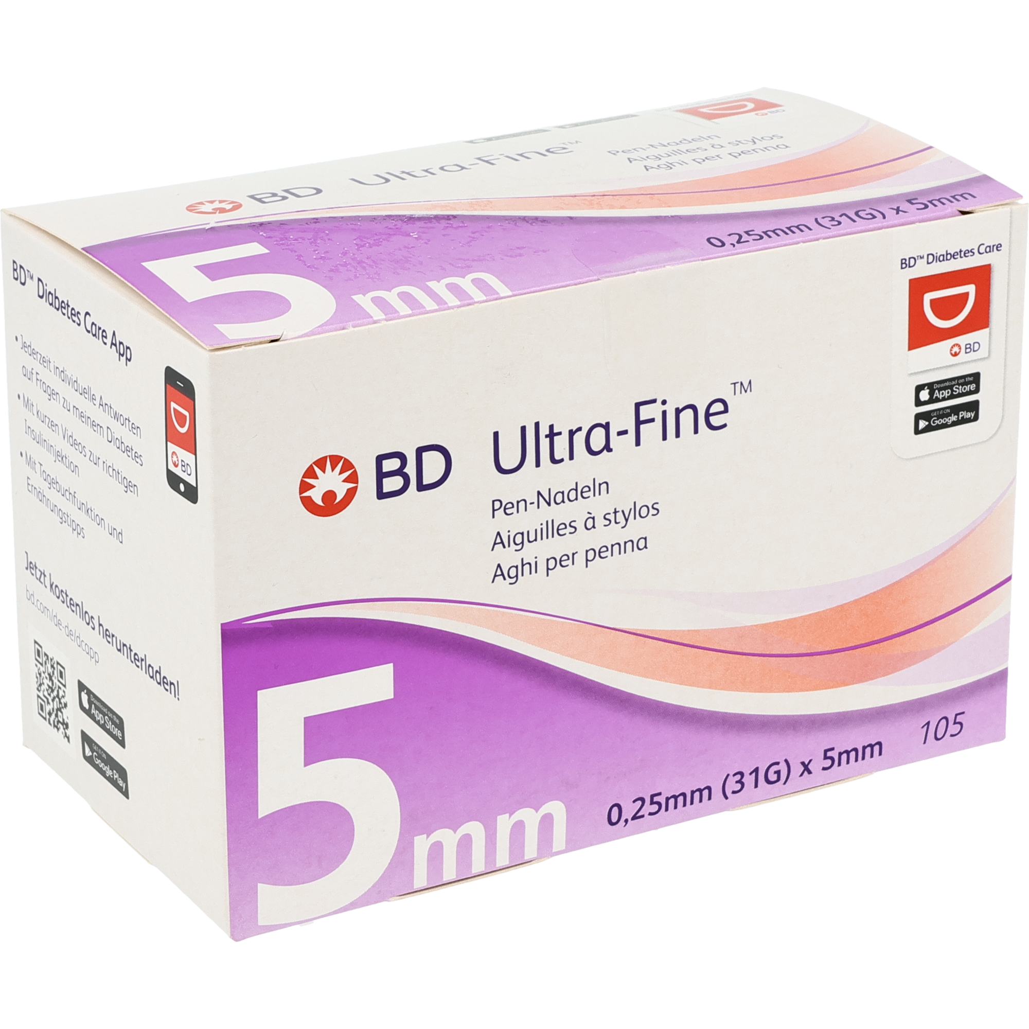 BD Micro Fine Ultra Pen-Nadeln pink mit Pentapoint-Technologie