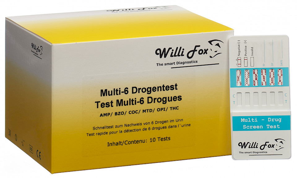 WILLI FOX Multi-6 Drogentest nachweisbare Drogen im Urin WILLI FOX Multi-6 Drogentest nachweisbare Drogen im Urin