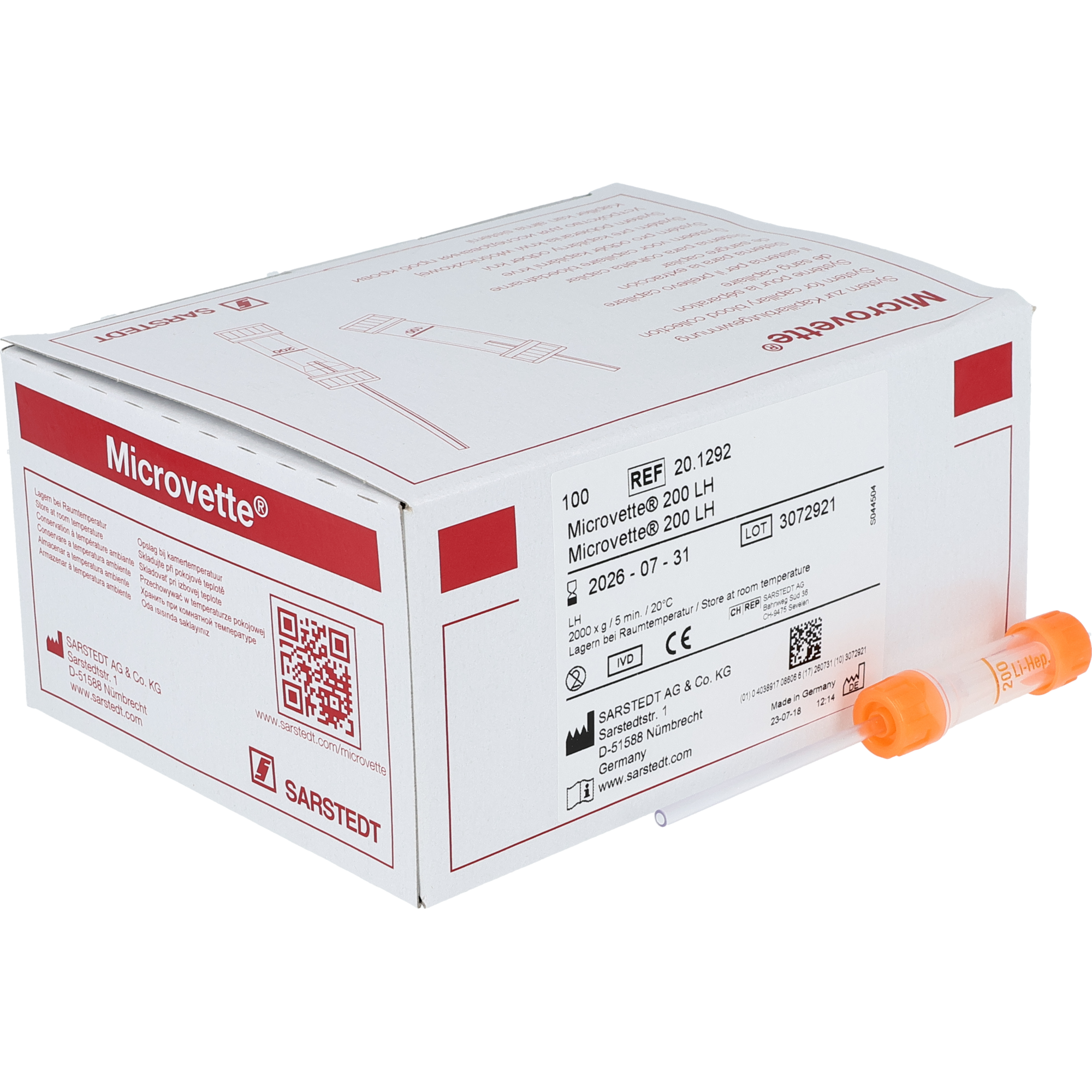 Microvette 200 Lithium Heparin LH, 200 µl