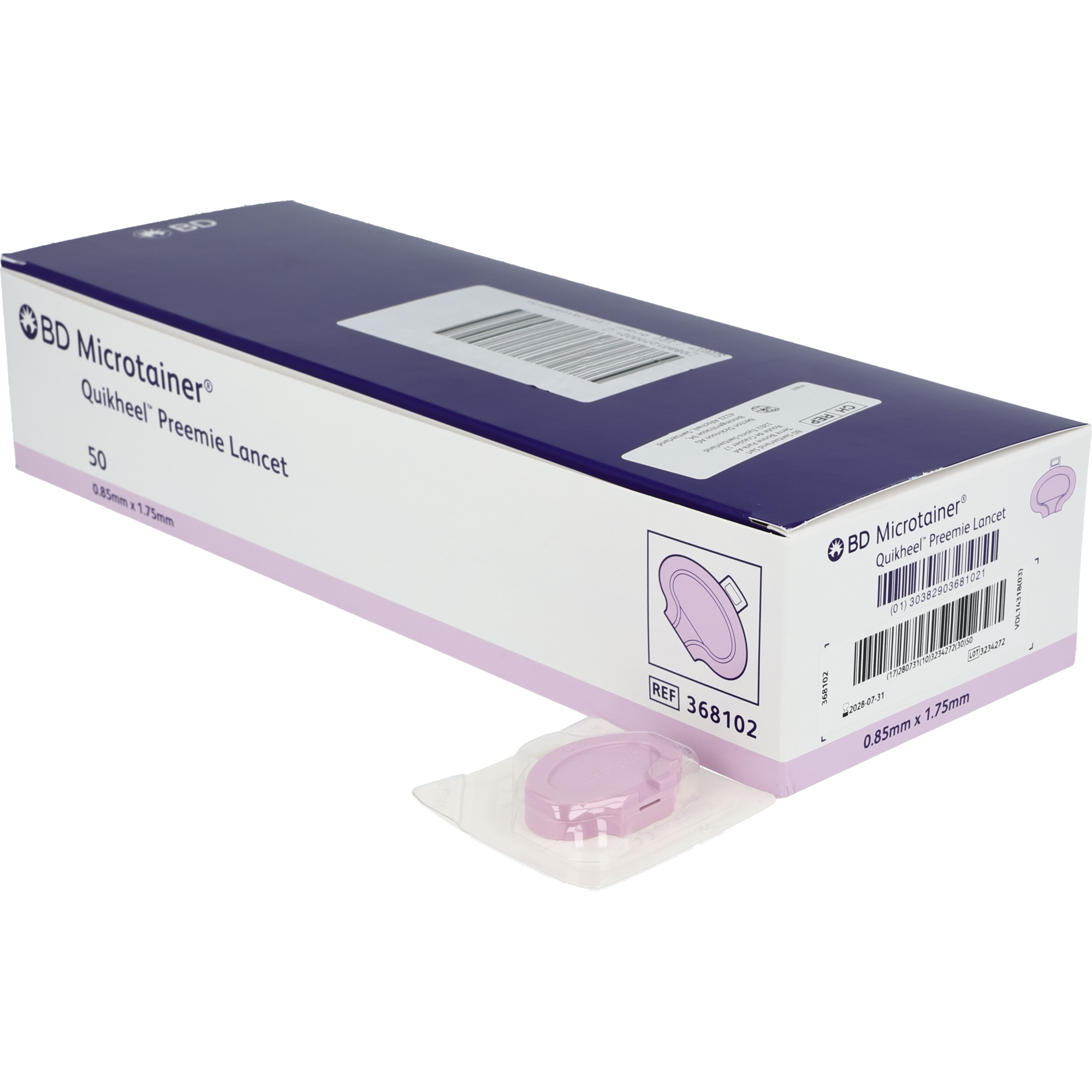 BD QuikHeel Sicherheits Lanzetten lila