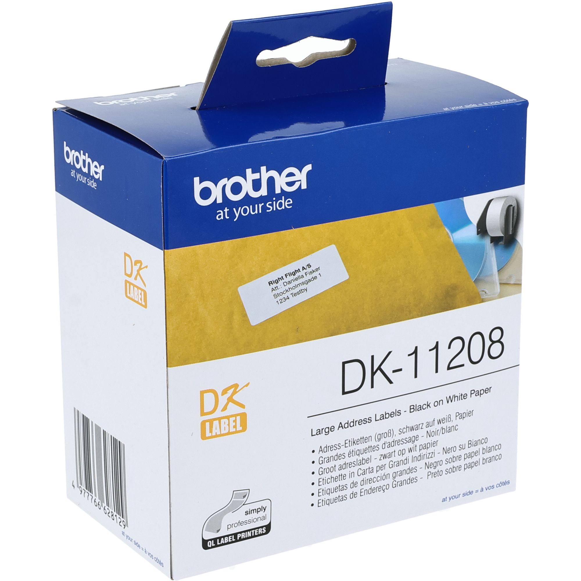 Brother Rouleau d'étiquettes d'adresse noir sur blanc 