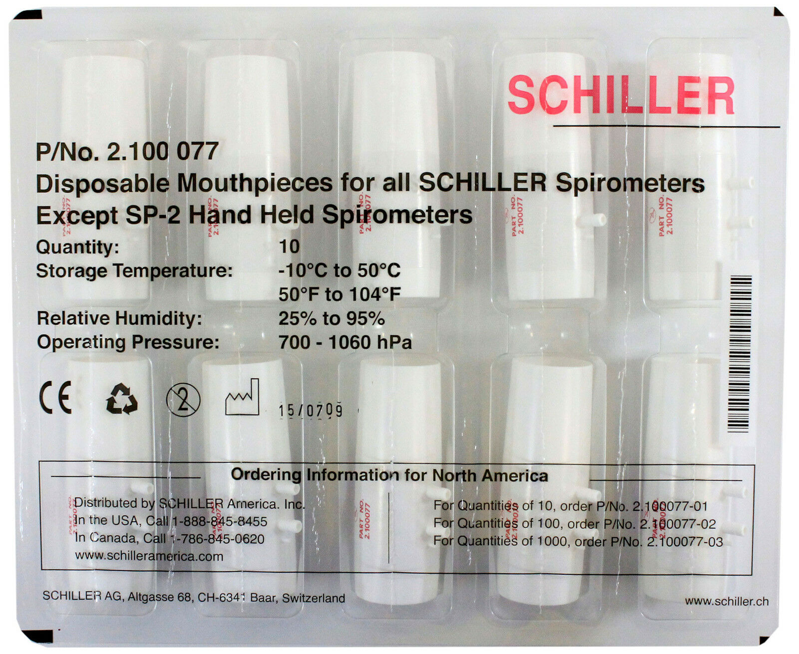 Einmal-Spirometrie-Mundstücke für Schiller Original